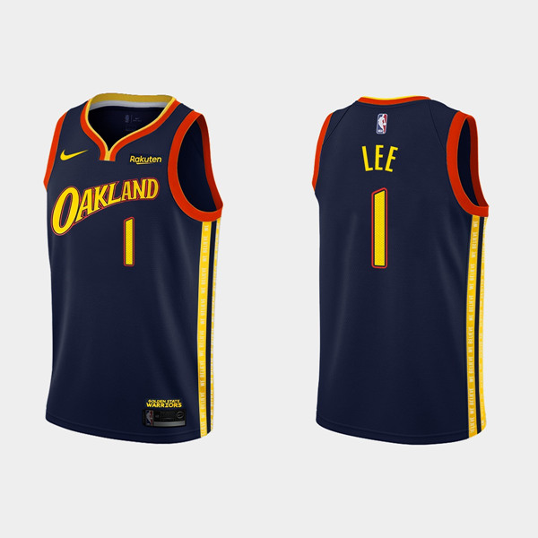 Men's Golden State Warriors #1 Damion Lee Navy NBA 2020-21 City Edition Stitched Jersey